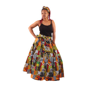 African Print Long Skirt & Wrap: Style H