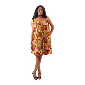 Kente Print Short Dress: Style B