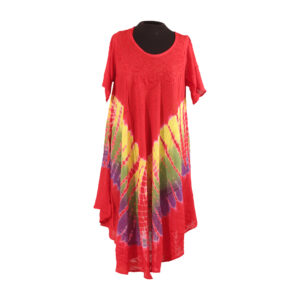 Tie-Dye Short Sleeve Dress: Red