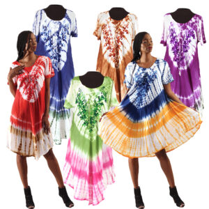 Set Of 6 ASSORTED Tie Dye Sheer Dresses