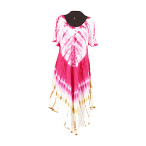 Embroidered Tie Dye Sheer Dress: Pink