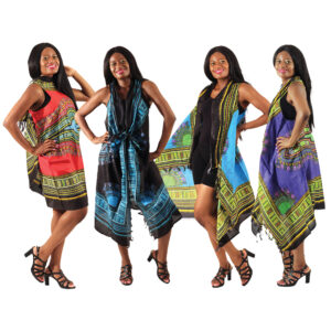 Set Of 4 Tassled Traditional Print Sarongs