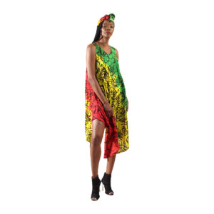 Rasta Print Umbrella Dress: Style C