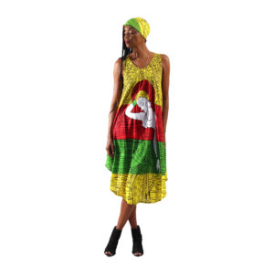 Rasta Print Umbrella Dress: Style D