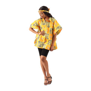 African Print Button Down Kaftan: Style D