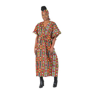 African Print Draw-String Kaftan: Style A