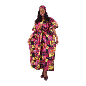 African Print Draw-String Kaftan: Style D