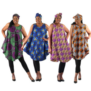 Set Of 4 African Print Umbrella Dress ASSORTED