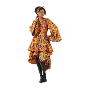 Kente #2 Hi-Lo Ruffled Dress: Plus