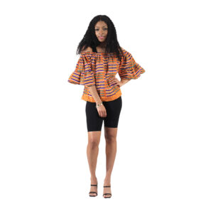 Kente Print Off Shoulder Top