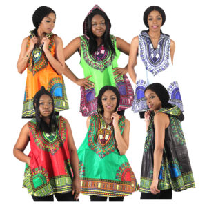 Set of 6 Sized Sleeveless Hoodie Dashikis – ASSORTED