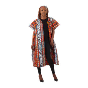 Tene Bold African Print Open Kaftan: Style G