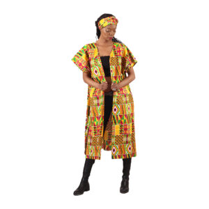 Tene Bold African Print Open Kaftan: Style A