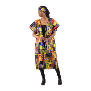 Tene Bold African Print Open Kaftan: Style E