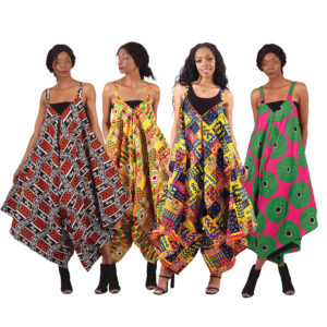 Set Of 4 Shanti Bold Ankara Print Jumpsuits