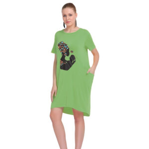 Mother and Child Long T-Shirt Dress: Green