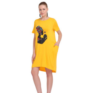 Mother and Child Long T-Shirt Dress: Yellow