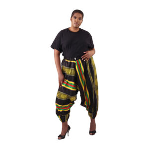 Drawstring African Print Drop-crotch Pants: Style B