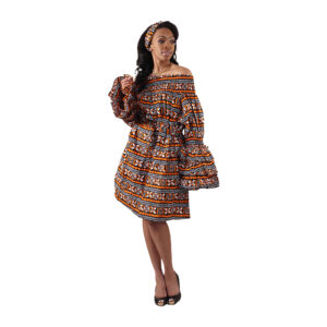 Anakara Print Off-Shoulder Dress: Style B