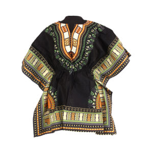 Traditional Elastic Dashiki: Black/Mustard