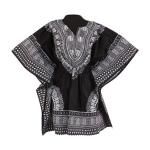 Traditional Elastic Dashiki: Black/White