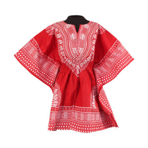 Traditional Elastic Dashiki: Red/White