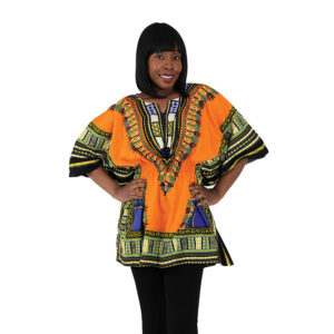 Traditional Elastic Dashiki: Orange