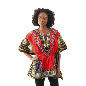 Traditional Elastic Dashiki: Red