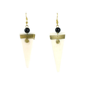 White Bone Swirl Arrowhead Earrings