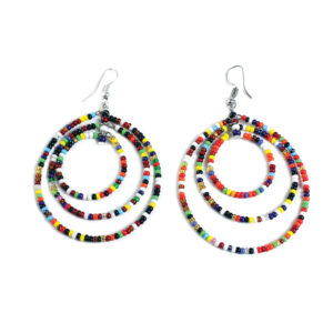 Maasai Bead Triple Hoop Earrings