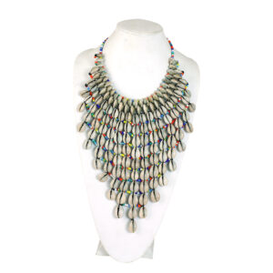 Multi Color Beaded Cowrie Shell Necklace