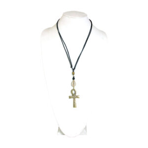 Kenyan Brass Ankh and Cowry Shell Necklace