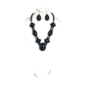 Obsidian Bone Beaded Necklace Set