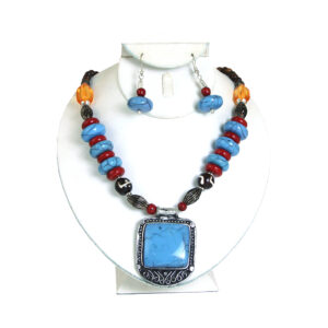 Tribal Turquoise Beaded Necklace Set