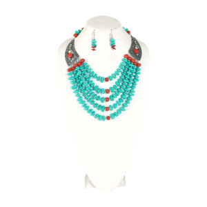 Beaded Turquoise Winged Necklace Set