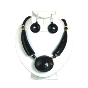 Black Massive Bone Pendant Necklace Set