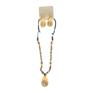 Beaded Gye Nyame Tear Drop Necklace Set