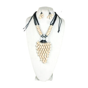 Shell Beaded/Silver Necklace and Earring