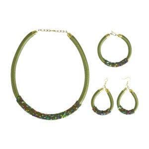 Thread & Multi Bead Choker Set: Gold