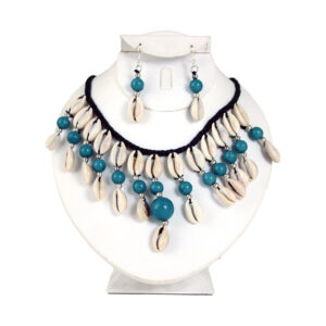 Cowrie Shell Jewelry Set                         – Turquoise