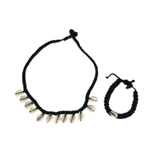 Black Cowrie Shell Choker & Bracelet Set