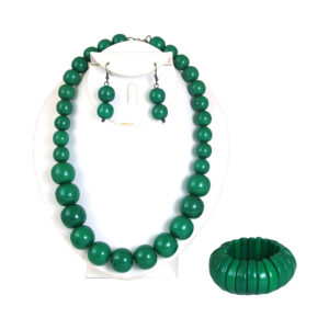 Bold Chic Resin 3-Piece Jewelry Set: Dark Green