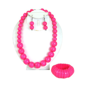 Bold Chic Resin 3-Piece Jewelry Set: Pink