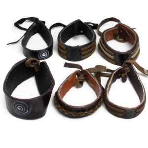 Set Of 6 African Leather Bracelets