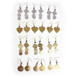 Set Of 12 African Gold & Silver Earrings