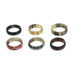 Set Of 6 Assorted Painted Horn Rings