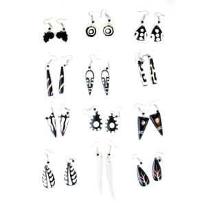 Set Of 12 Adinkra Bone Earrings