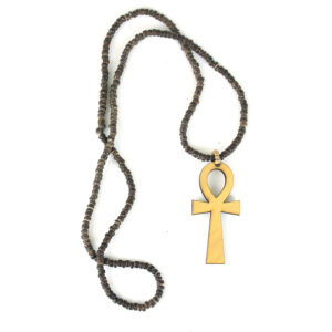 Set Of 12 Coconut Bead Ankh Necklaces