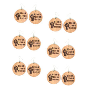 Set Of 6 Wood BLM Earrings Style-B