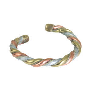 Set Of 6 Tri-Metal Twist Bracelets